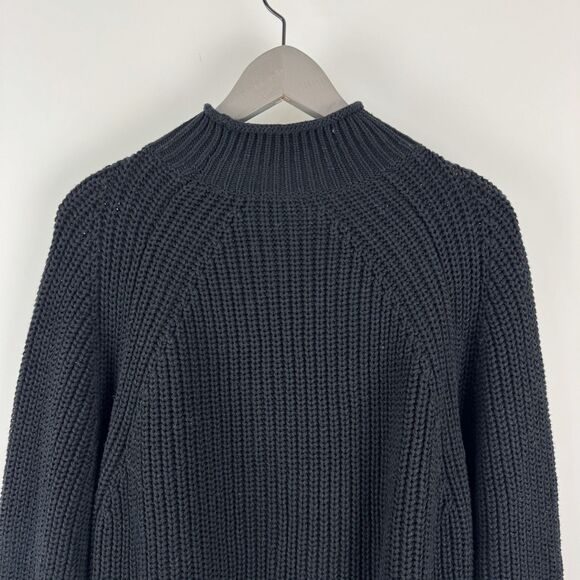 J Crew Relaxed Rollneck Sweater Womens 2X Black Chunky Knit Turtleneck Fisherman - Picture 7 of 16